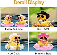 Vista 3 de wonuu Decoración de pato de goma para automóvil, accesorios de decoración de tablero de instrumentos de vaquero occidental con mini anillo
