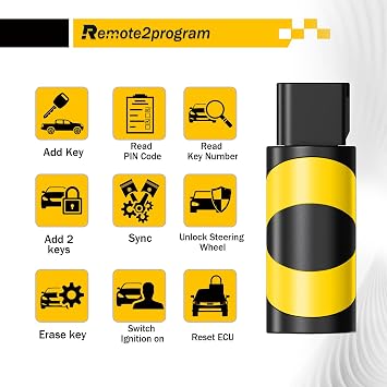 All Key Lost DIY Programmer Replacement for Large Number of Car Models/Simple and Secure OBD without Tools Required/DIY Pairing via Smartphone App (OBD Only) (Blade Key)