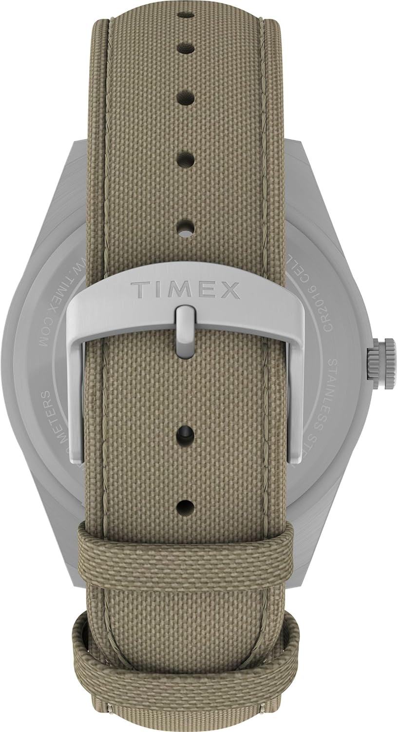 View of the Timex Expedition Field Solar watch strap and buckle.