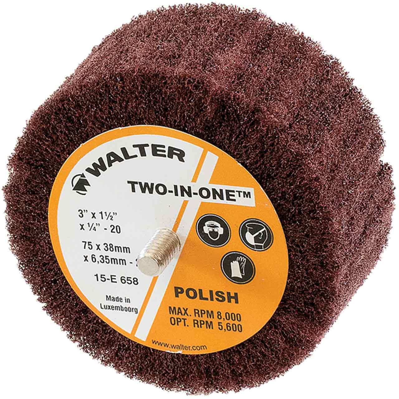 Walter Abrasive Flap Wheel, Threaded Hole,Oxide, 3" Diameter, 1.5" Face Width