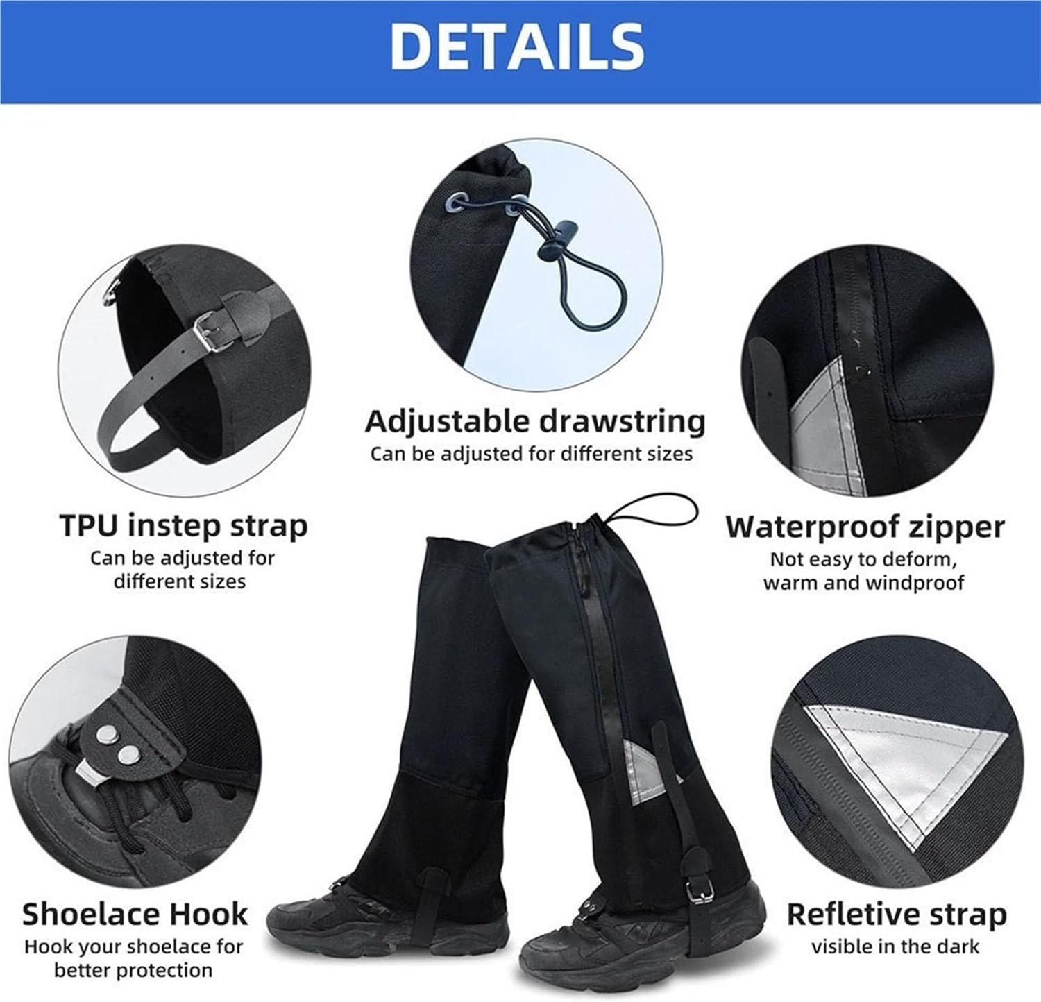 Hiking Gaiters Snow Boot Legging Gaiter Travel Outdoor Leg Warmers Hiking Skiing Waterproof Winter Shoe Cover Tourist Foot Protection Guard