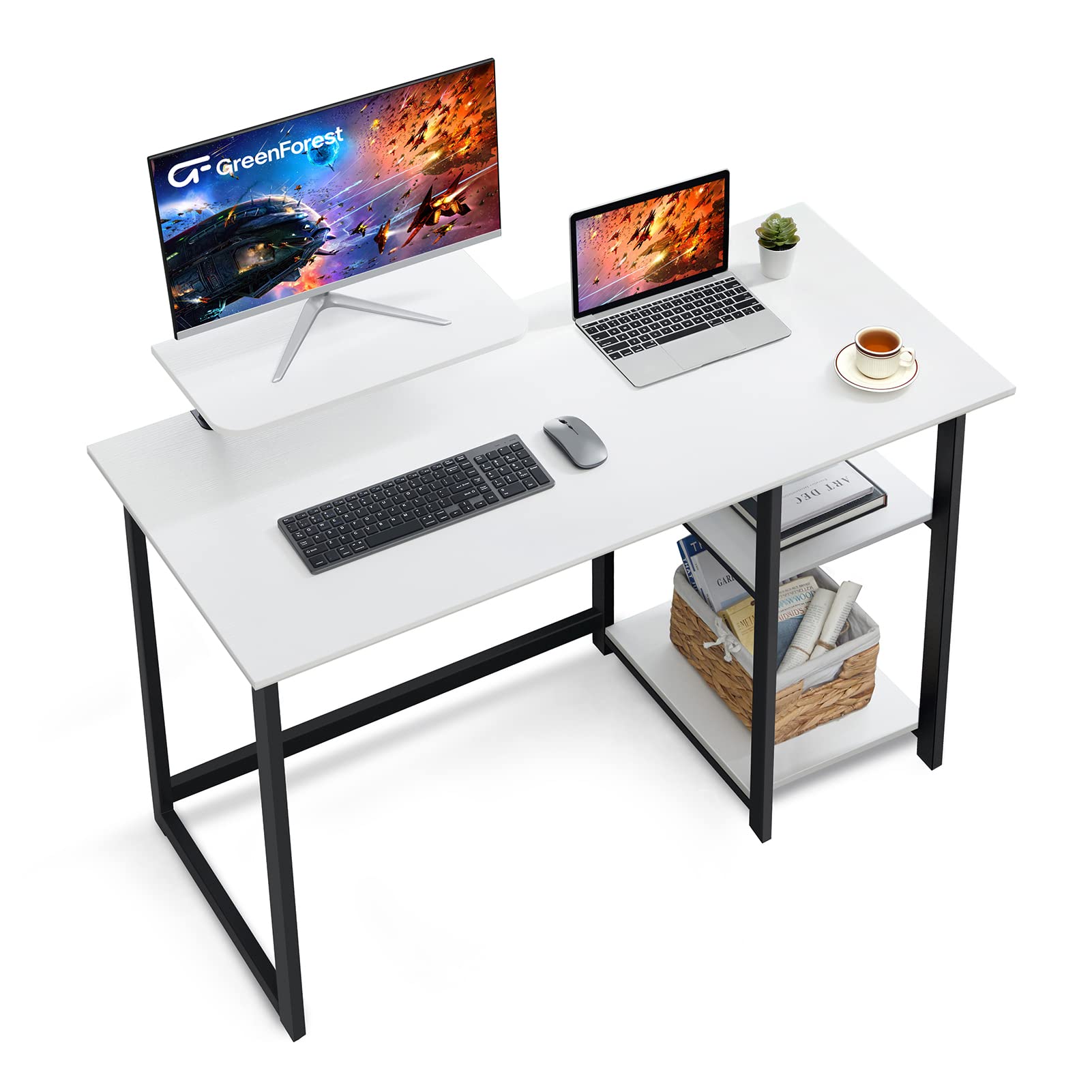 Buy GreenForest Computer Desk with Monitor Stand and Reversible Storage