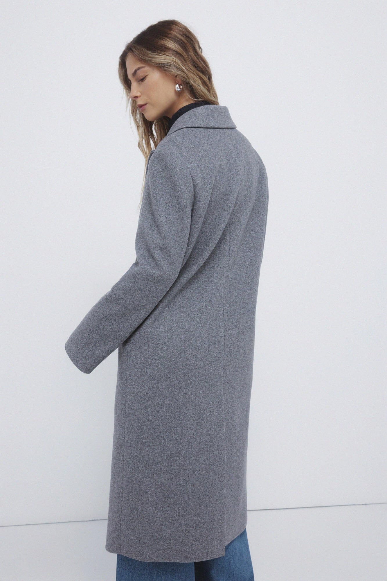 SPRINGFIELD Long Plain Cloth Coat With Flap Pockets SPORT JACKET Mujer