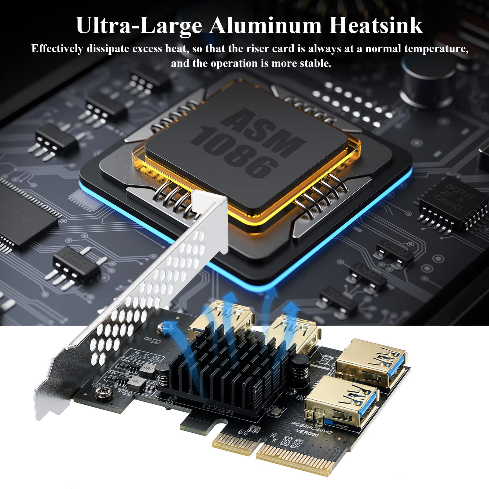 Amazon.co.jp: MZHOU  PCIEマルチプライヤーライザーカード-ビットコインETHマイニングマイナーデバイス用のPCI-E4Xから外部4PCI-E  USB3.0コンバーターアダプターカード : パソコン・周辺機器