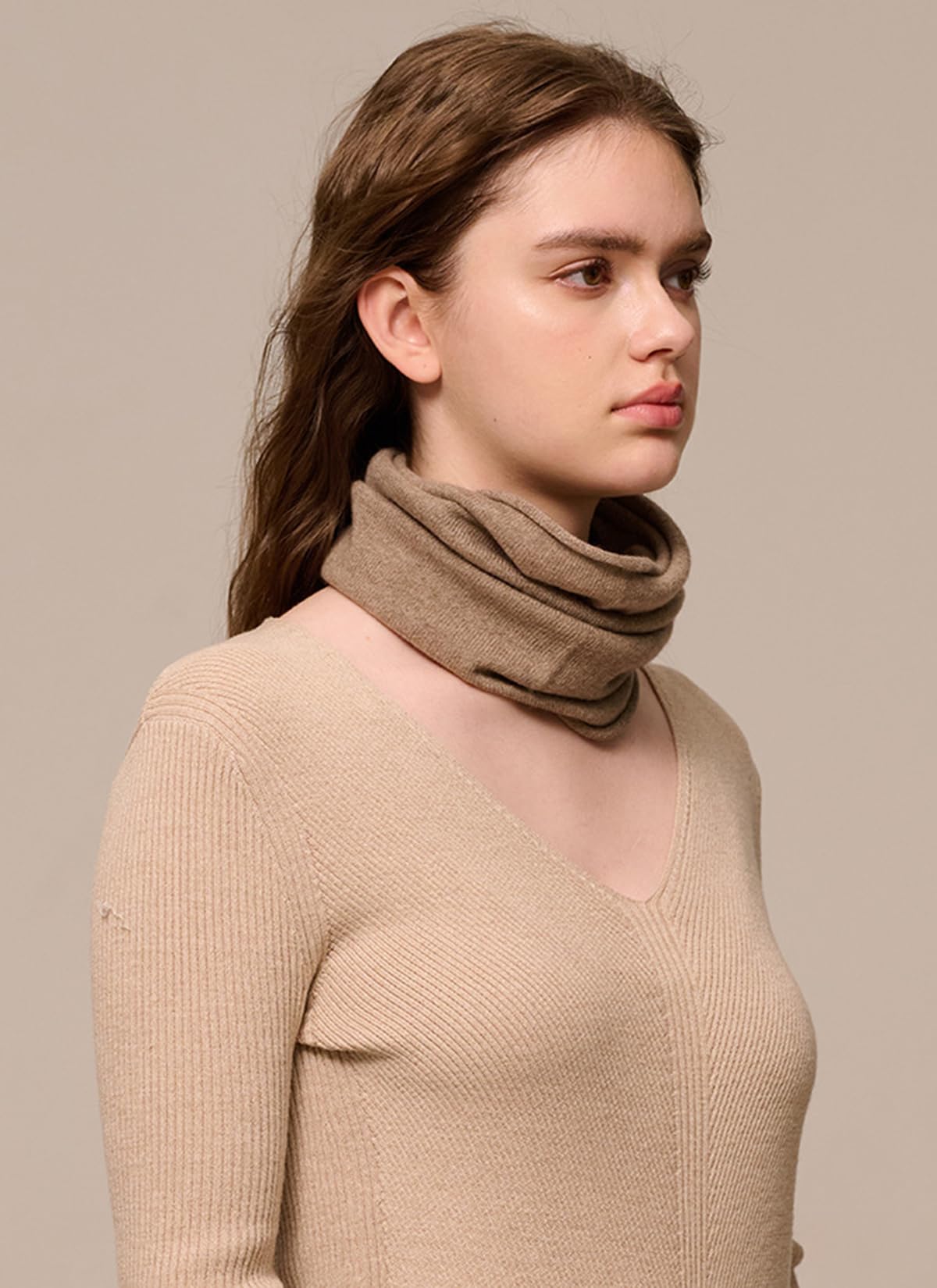 Mujer Hombre Bufanda Tubo Loop de Punto 100% Cachemira, Invierno Ligero Calentador de Cuello Bufanda Circular Tejidas, Suave Cálido Bufanda Tubular de Cuello Loop Pañuelo para Esquí Ciclismo Coffee
