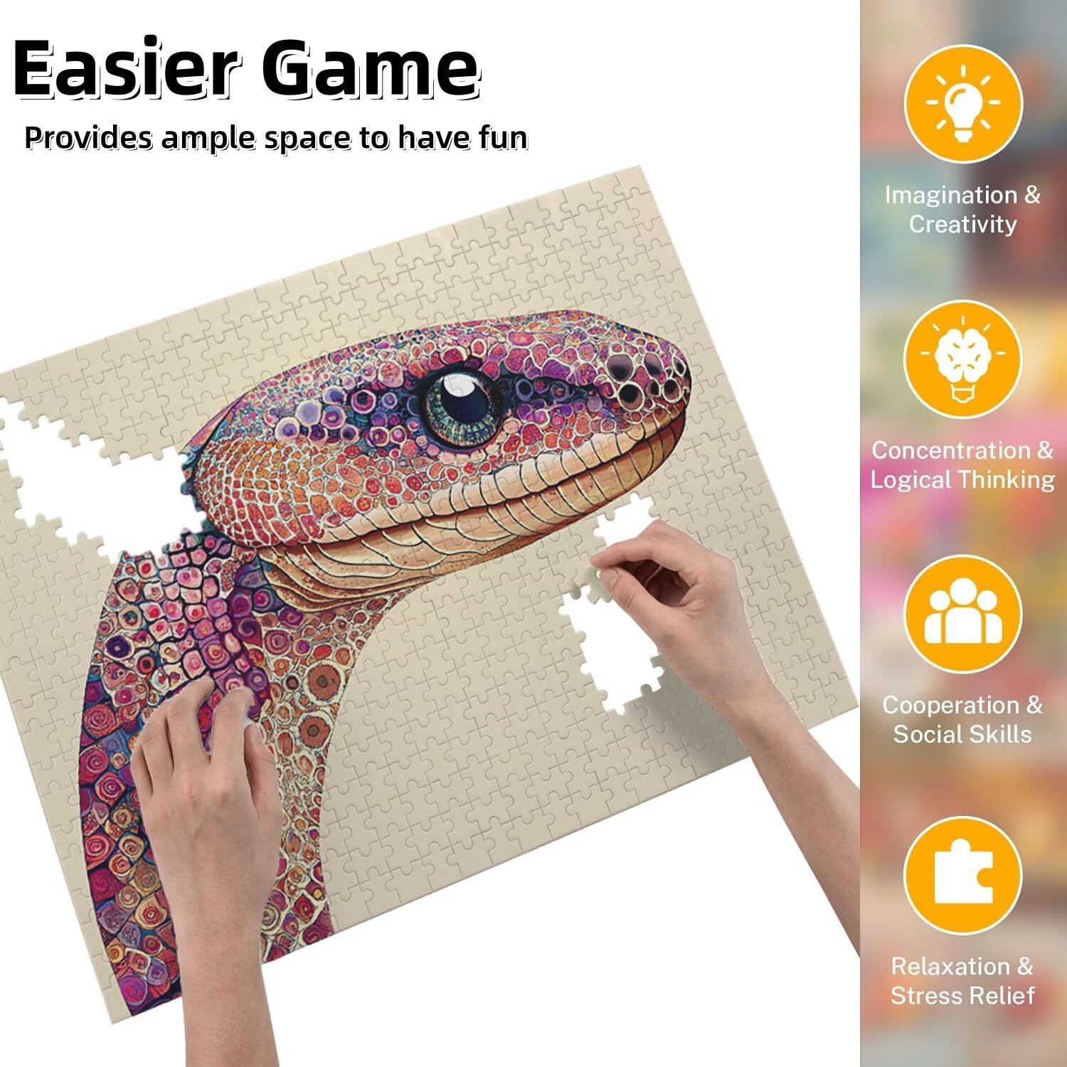 Jigsaw Puzzle, 2000 Pezzi Puzzle Classici, Serpente Puzzle Rilassamento Intelligence, Mpossibile Difficile Puzzle Impegnativo per Adulti Puzzle Gioco Familiare, Regalo per Amore Amico fr0-672