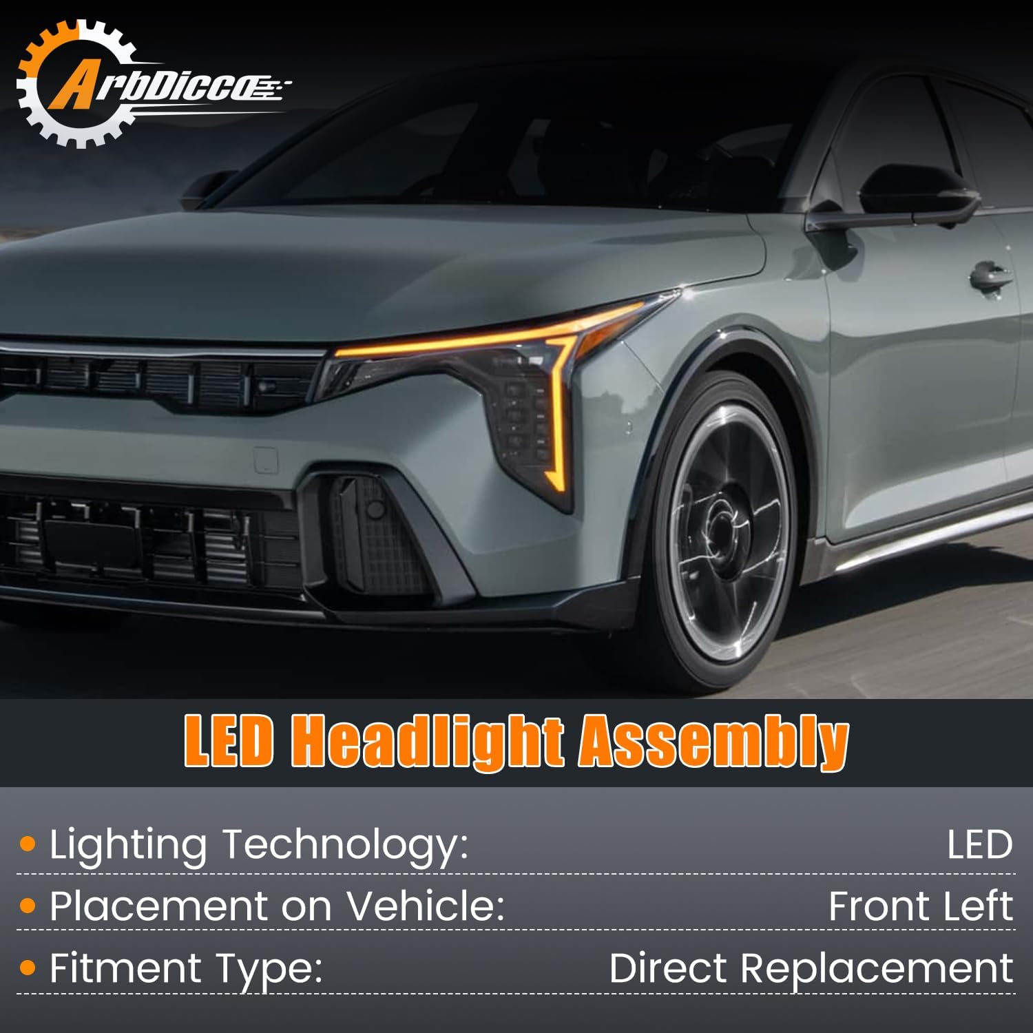 92101-GG140 Left Driver Side LED Headlight Headlamp Assembly Compaitble with KIA K4 2.0L 2025, 92101GG140