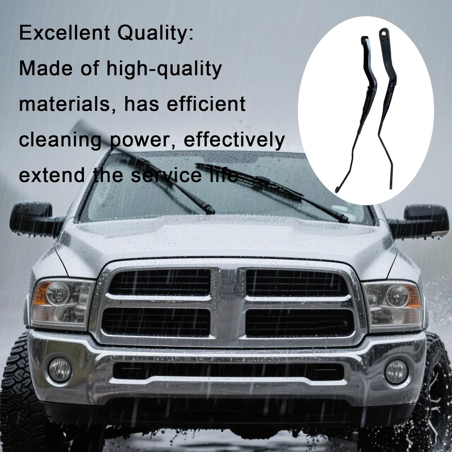 42764 42765 1 Pair Front Windshield Wiper Arm Fits for 2009-2016 Dodge Ram 1500 2500 3500 4500 5500 Replace 55277449AA 55277449AB 55277449AC 55277449AD 55277450AA 55277450AB 55277450AC 55277450AD