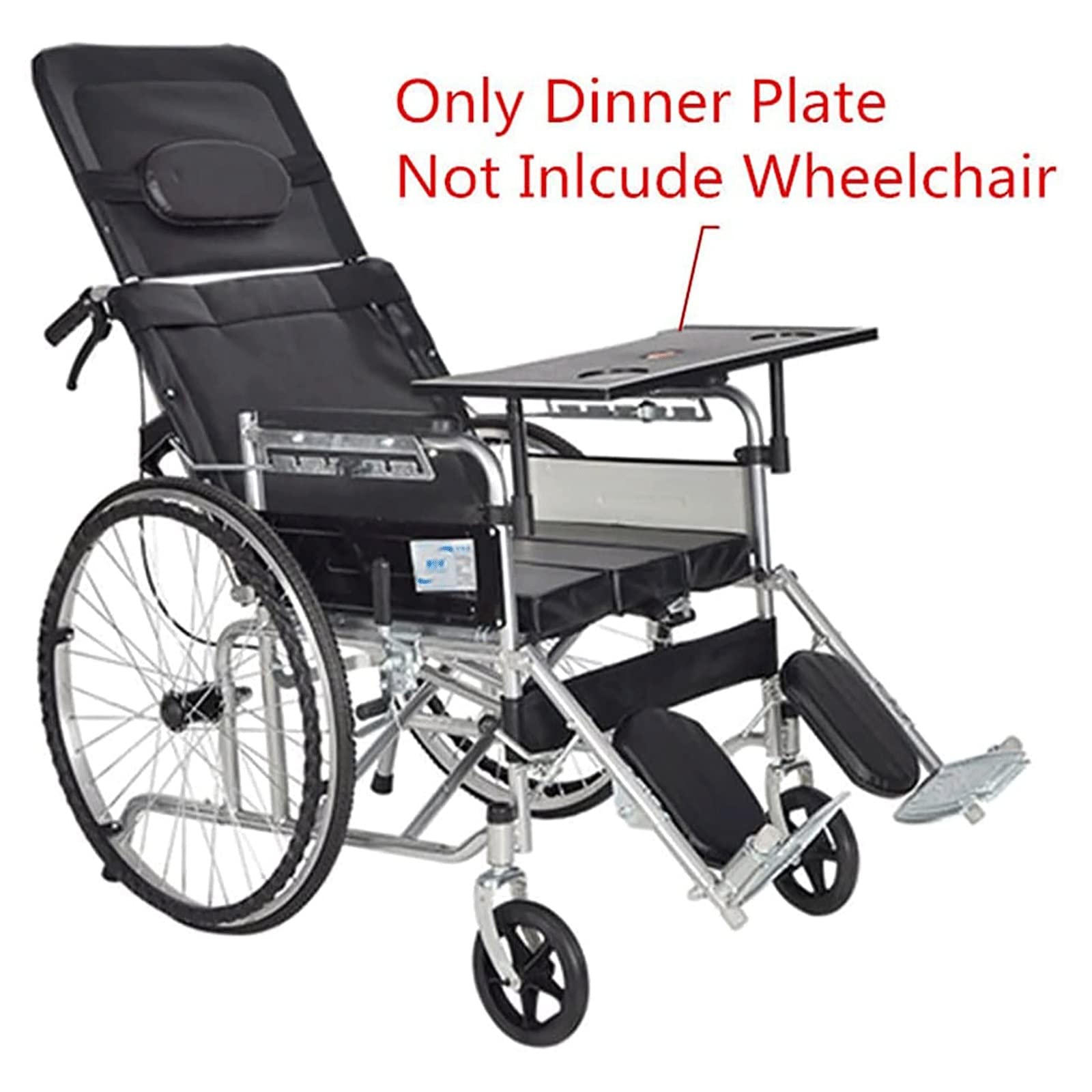 Daten Tavolo Vassoio per Sedia A Rotelle, Tavolino per Sedia A Rotelle Rimovibilecon 2 Portabicchieri, Vassoio per Sedia A Rotelle Universali Scrivania per Disabili, Mangiare, Leggere, Riposo
