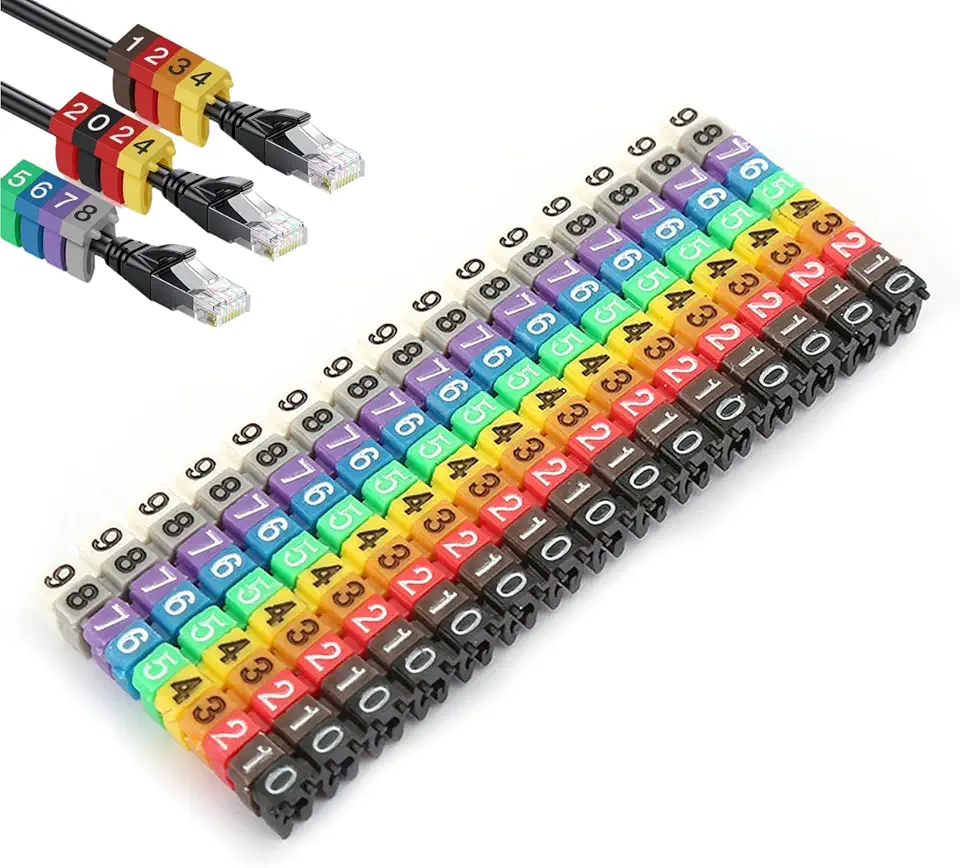 Hapivida Etiquetas de cabos, marcadores de fio de plástico coloridos para identificação de cabos elétricos, 100 peças KCM-6 mm 6 metros quadrados para eletricistas e entusiastas de bricolage