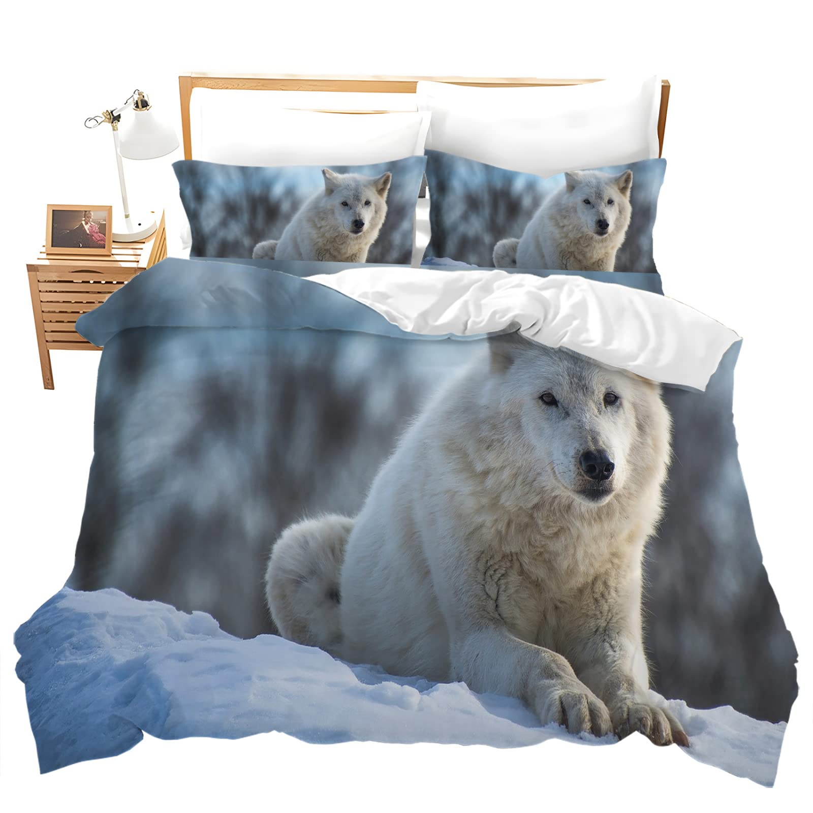 NDXRWDZR Kinderbettwäsche 135x200 Mit Wolf-Muster - Weiches Mikrofaser Set