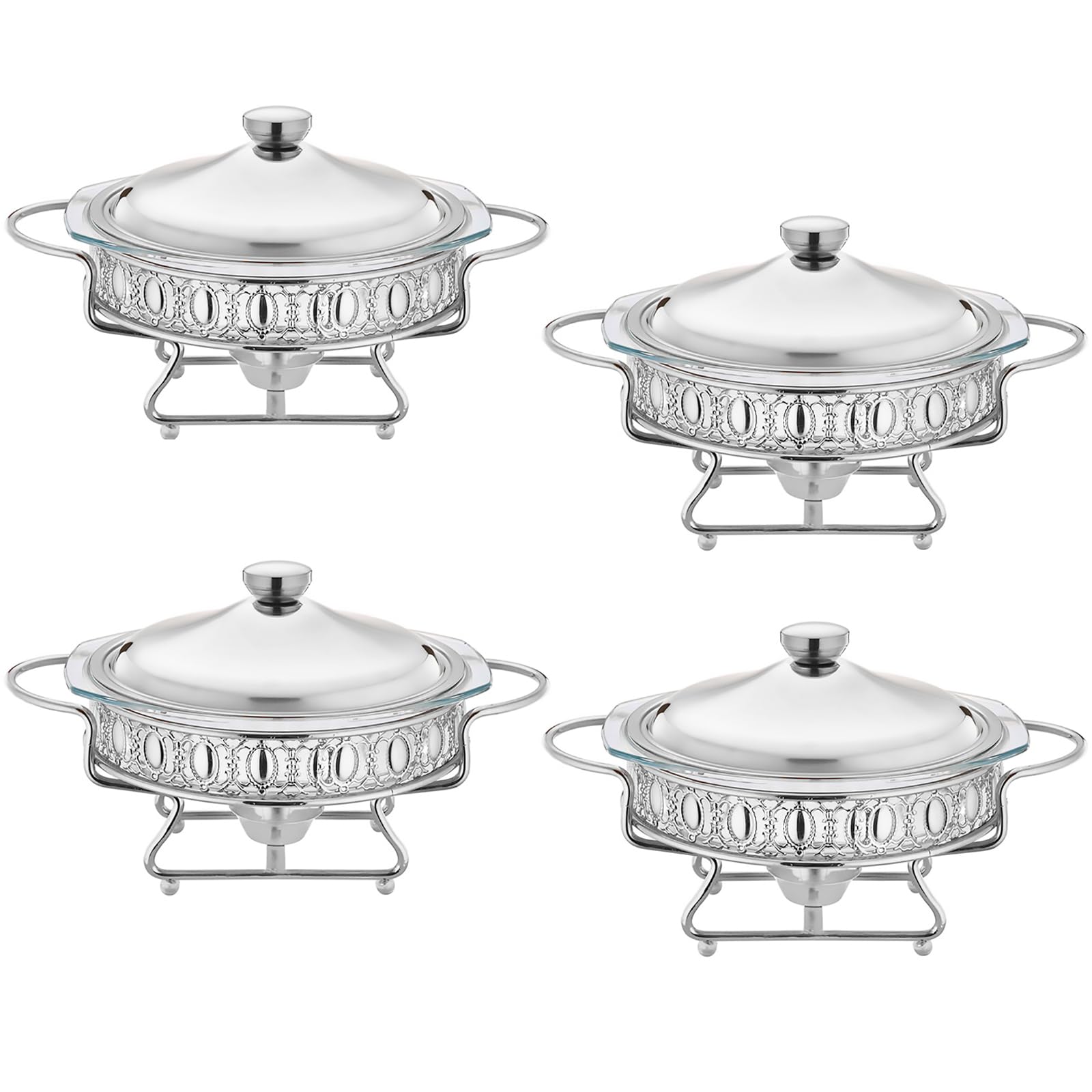 Juego de 4 platos para rozaduras – Calentador de buffet con bandejas de vidrio para catering, fiestas, bodas y cenas, ideal para exhibición de alimentos y servir