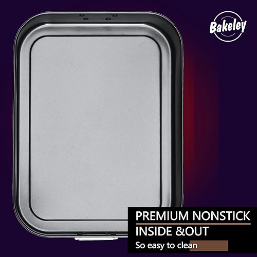 Miniatura 3 de Bakeley Sartén para asar sartén antiadherente con estante 17 x 13 pulgadas color negro
