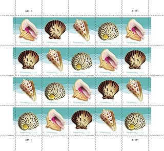 USPS Seashells Postcard Stamps, Sheet of 20