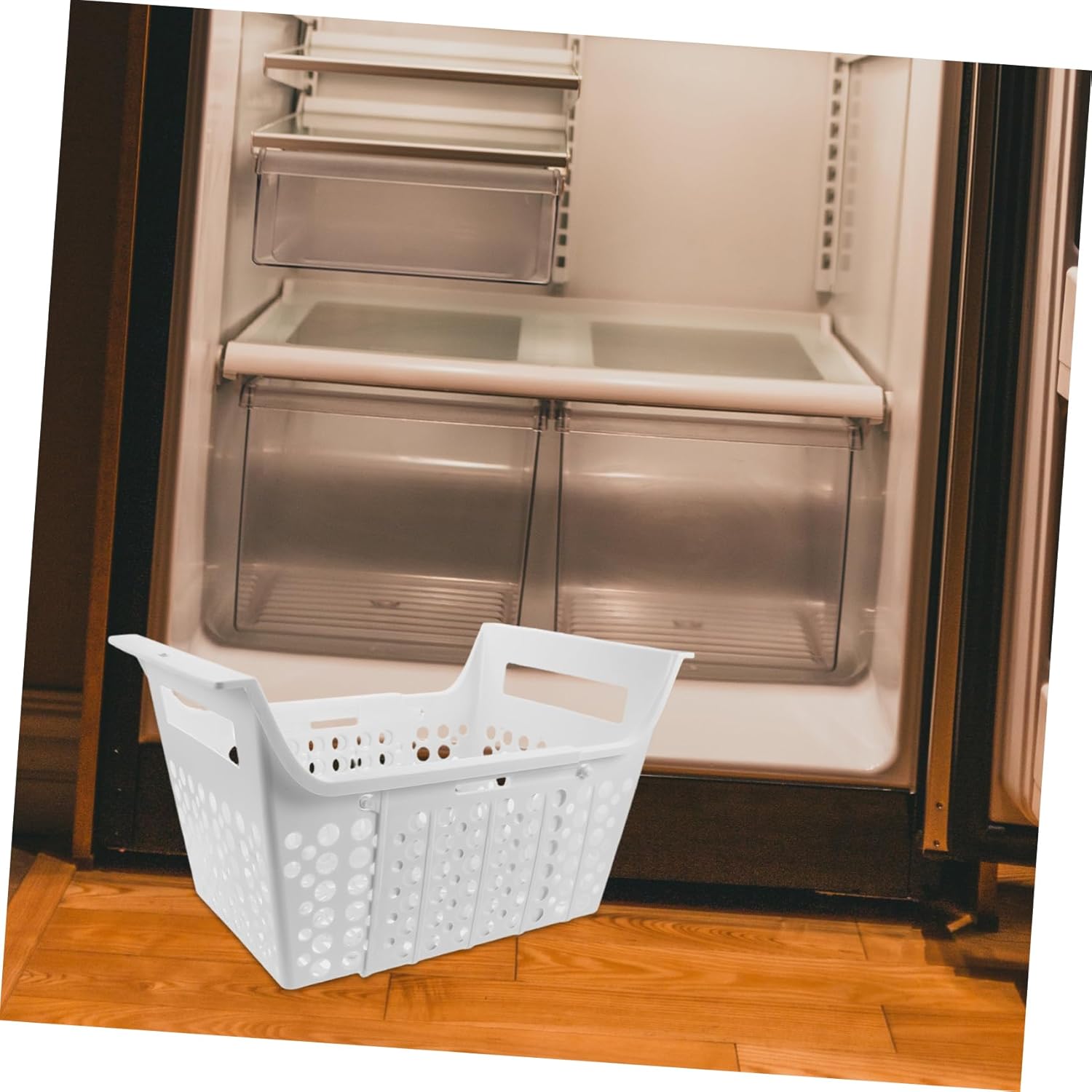 Plastic Freezer Storage Basket Expandable Wire Rack with Drainage for Food Storage Hanging Organizer for Chest Freezer Versatile Design