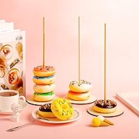 Vista 2 de Boao 5 soportes de madera para donas, soporte de exhibición desmontable para bodas, suministros de fiesta de cumpleaños (estilo redondo)