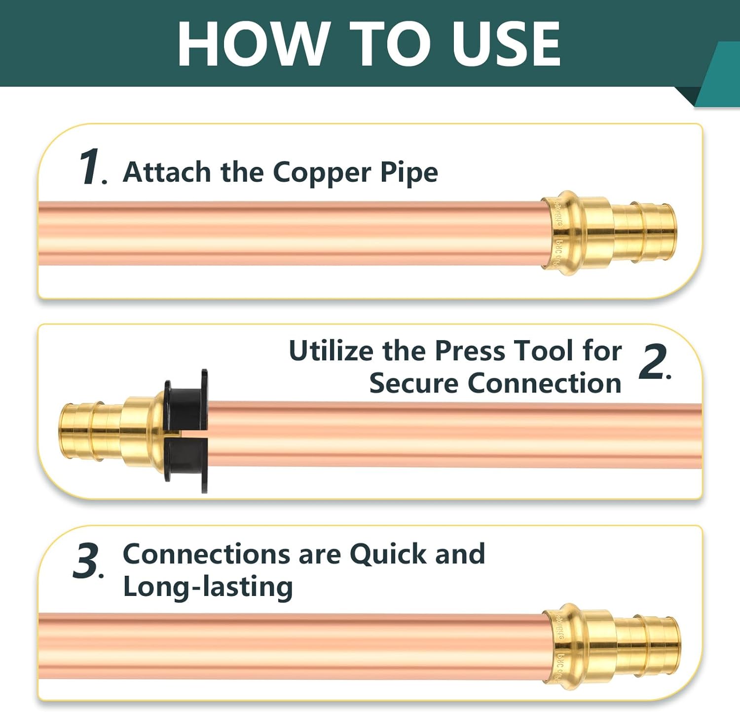 5-Pack Niikappu 1" Copper Press x 1" Pex A adapter, Brass Press Fitting PEX-A Expansion Coupling for Copper and Pex Pipe Connection