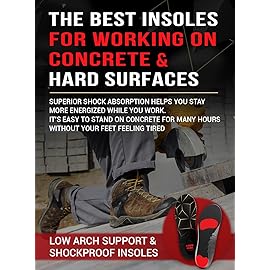 Work Pro Comfort Insoles - Shock Absorption - Low Arch - Cushioning Anti Fatigue Shoe Insert Men Women - Non-Slip - Soft Comfortable Work Boot Insoles - Foot Pain Relief (L, Black)