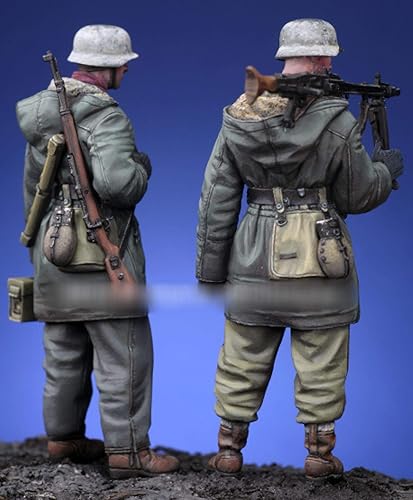 Miniatura 2 de Figuras de resina de infantería alemana de la Segunda Guerra Mundial 135 (2 personas), kit en miniatura de soldado sin montar y sin pintar, HC-598