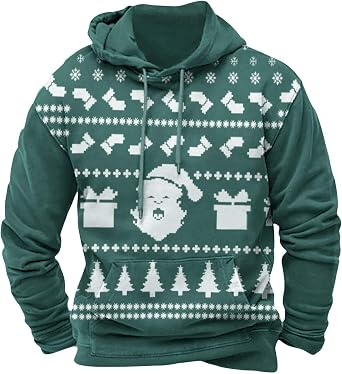 Mens Fall/Winter Lightweight Hooded Western Aztec Funny Artistic Print Graphics Drawstring Hoodie with Pockets