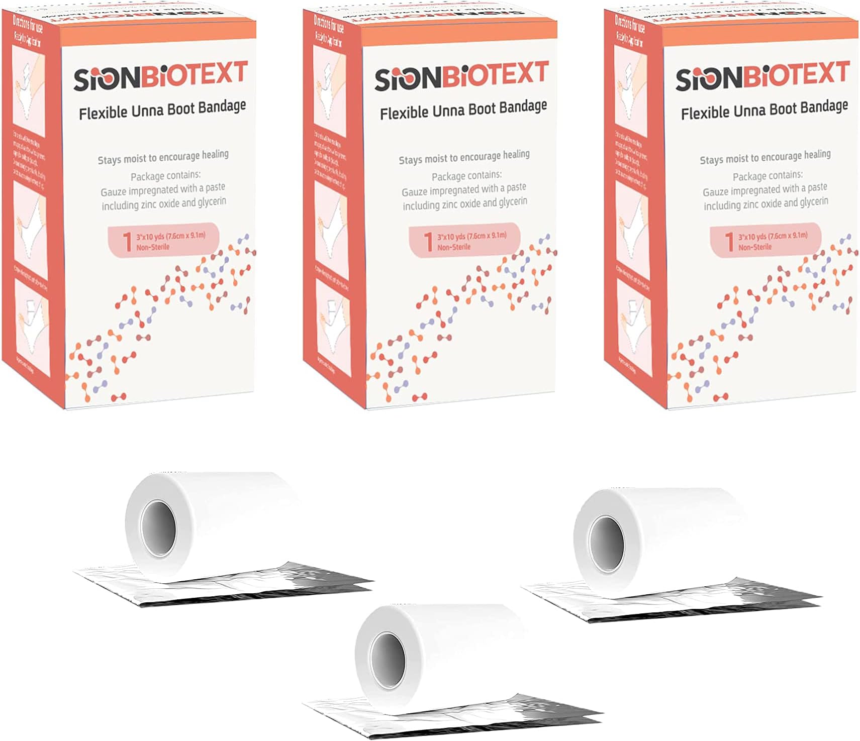 Sion Biotext Flexible Unna Boot Fabric Bandages with Zinc