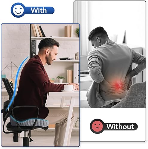 Miniatura 7 de Cojín para asiento de automóvil, cojín para silla de oficina, mejora la postura, soporte lumbar para silla de oficina, cojín para el dolor de