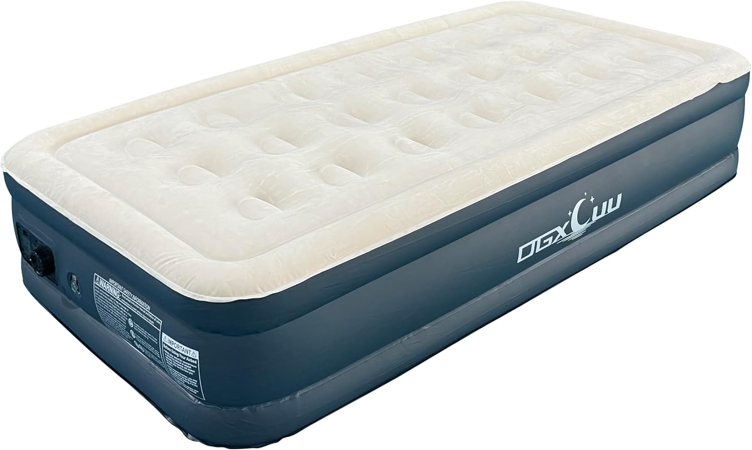 Twin Air Mattress with Built-in Pump - 16 Inch Double Height Inflatable Mattress for Camping, Home & Portable Travel - Durable Blow Up Bed with Dual Pump - Easy to Inflate/Quick Set Up