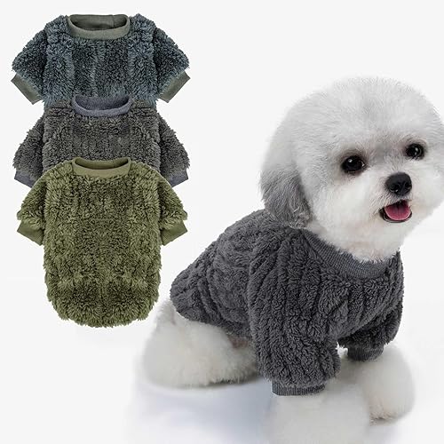 Miniatura 12 de FabriCastle Suéter para perro, paquete de 3 prendas para perros y gatos, chaquetas ultrasuaves y cálidas para mascotas XXS XS para perros pequeños