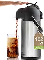 Cresimo Coffee Carafe with Pump - 102oz / 3L Airpot 12 Hours Large Hot Water Carafe, Cocoa Dispenser for Parties - Tea Flask, Insulated Stainless Steel Air Pots for Hot Beverage Dispenser -Coffee Pump