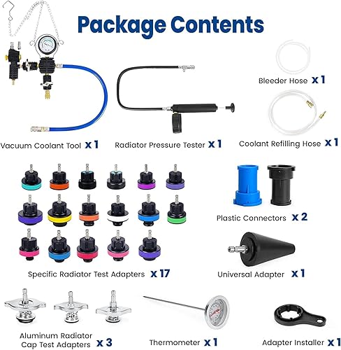 Miniatura 2 de 28PC Radiator Coolant Pressure Tester Kit, Cooling System Pressure Leak Tester, Coolant Vacuum Refill Tool