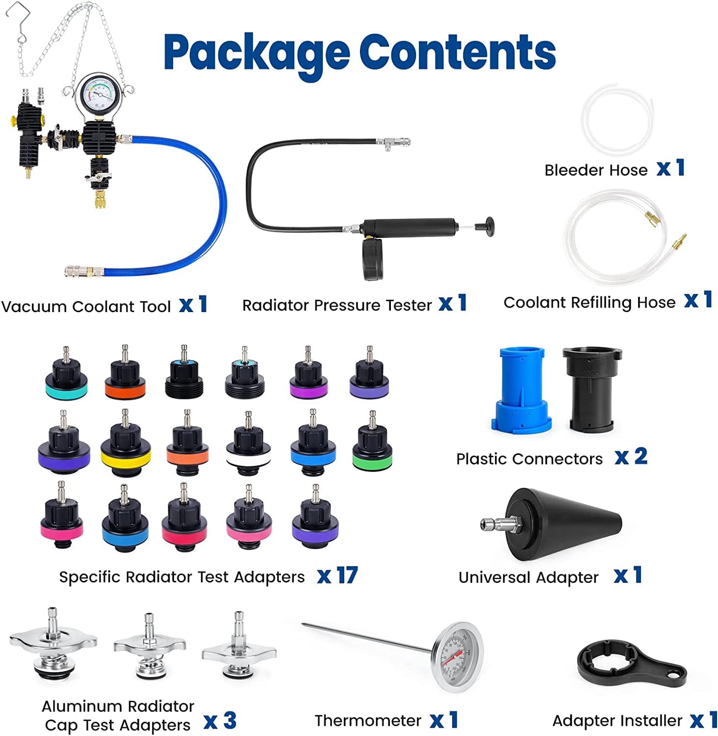 Kit tester pressione liquido raffreddamento radiatore 28 pezzi perdite sistema strumento ricarica sottovuoto