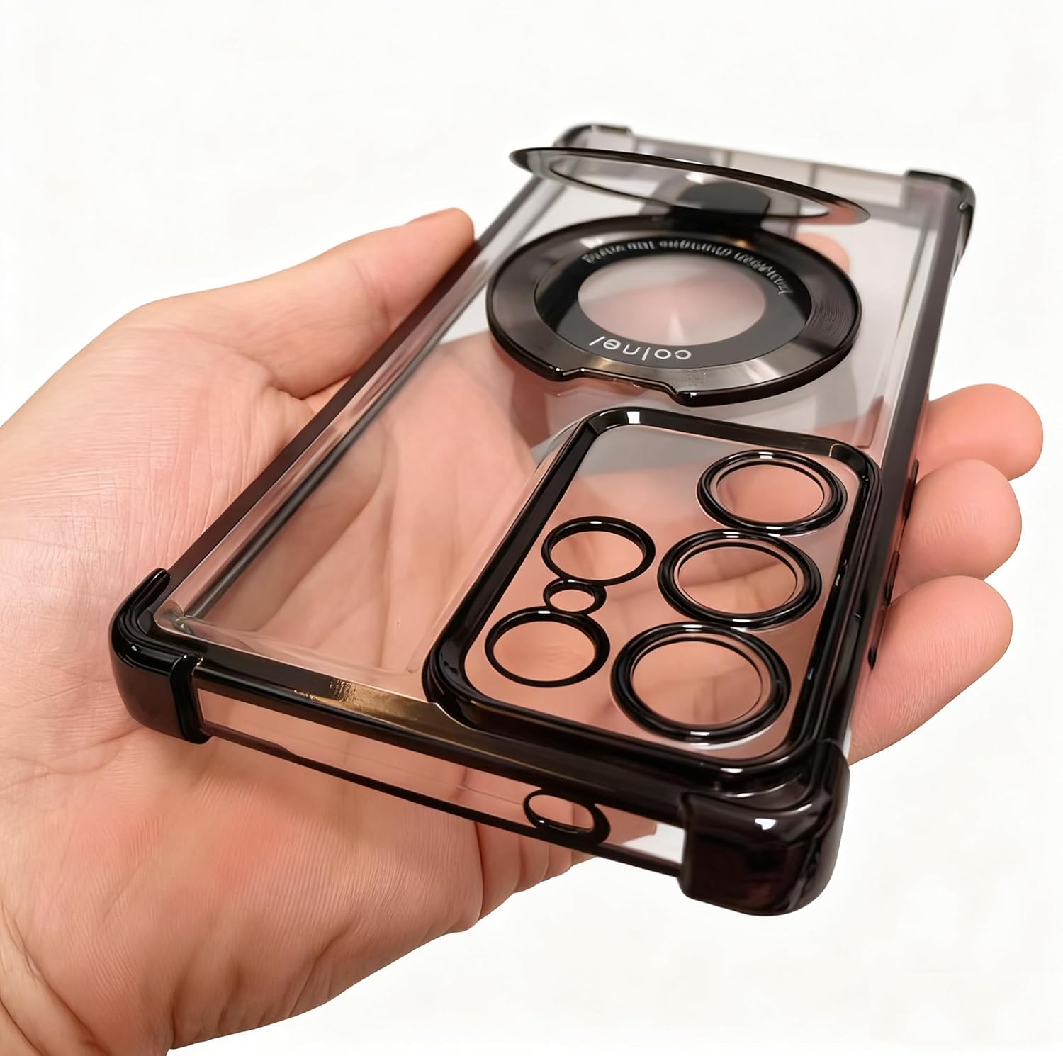 Case Compatible with Samsung Galaxy S23 Ultra Case Rugged softcase Protective with Ring Stand Clear Phone case for Samsung S23 Ultra,Black - Image 3