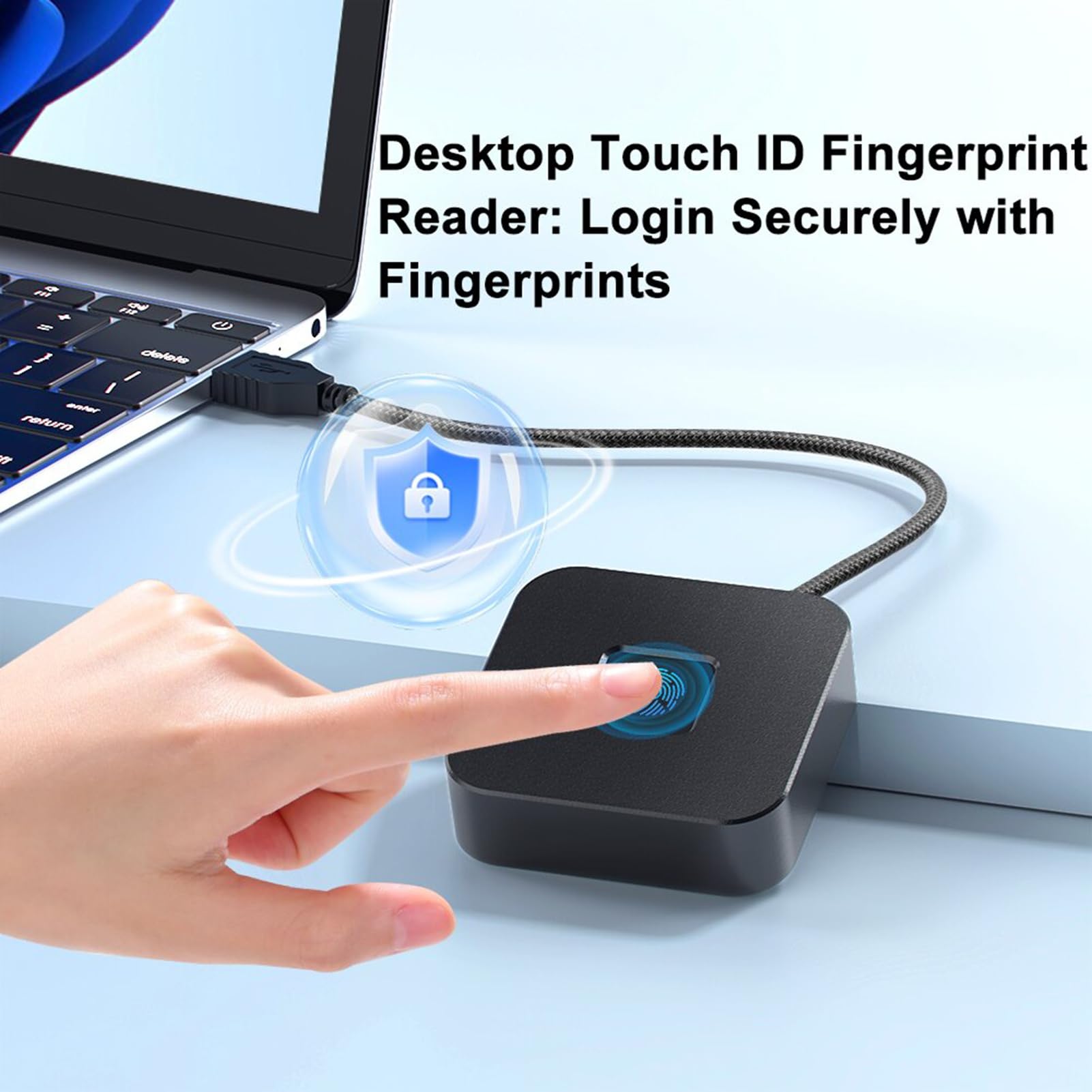 Lecteur d'empreintes digitales USB de Bureau pour PC, fenêtre 10 11 Hello Touch 360 degrés Reconnaissance Rapide Scanner d'empreintes digitales biométrique Dongle Connexion Rapide (Noire)