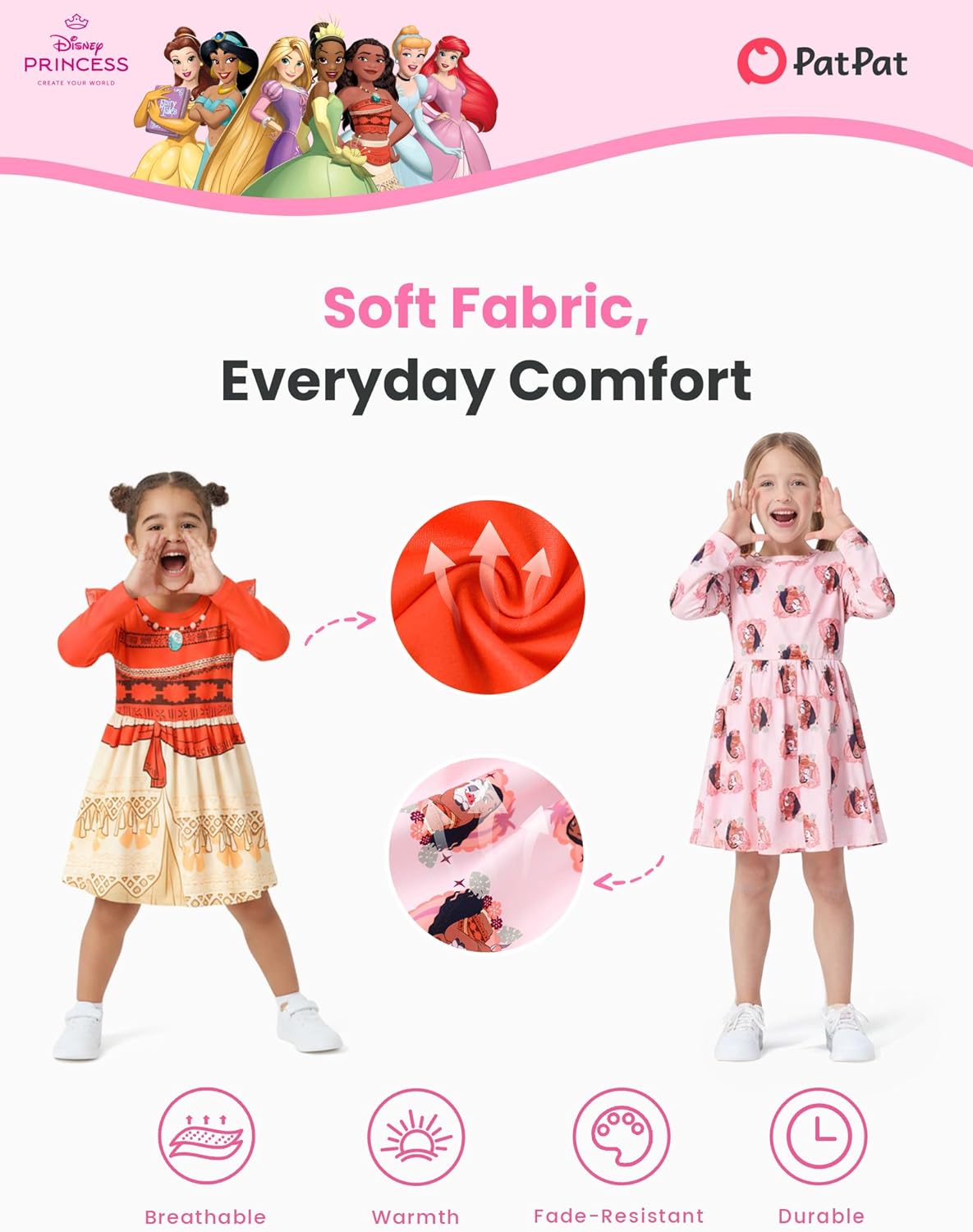 Disney Frozen Elsa Princess Minnie Mouse Stitch Toddler Girl Dresses 2 Pack Long Ruffle Sleeve Costume Set Outfit 2-13 Years - Image 5