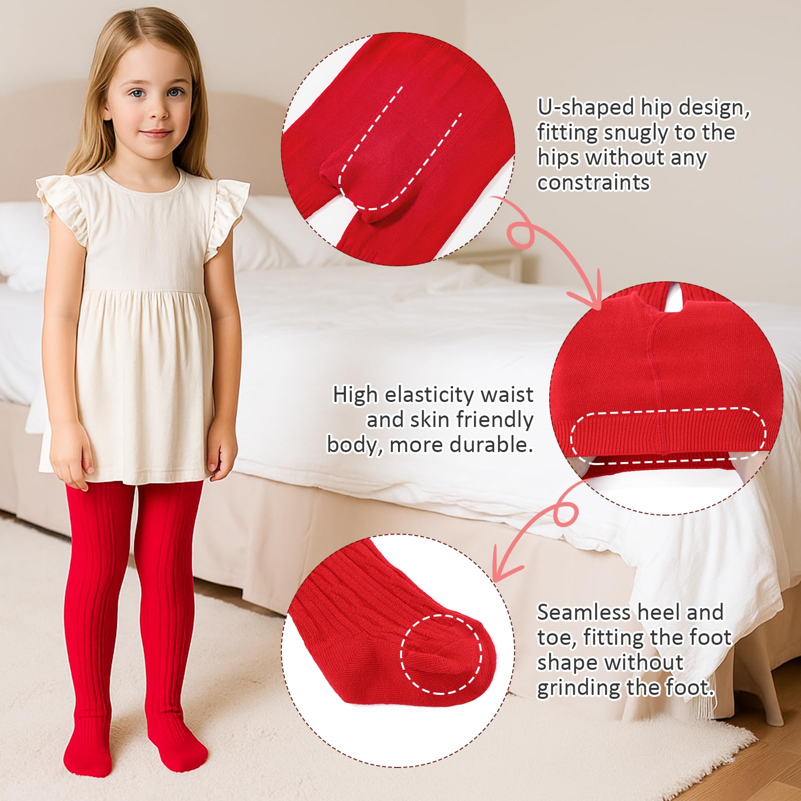 American Trends Medias de bebé para niñas, mallas de algodón de punto trenzado para recién nacidas, medias suaves sin costuras