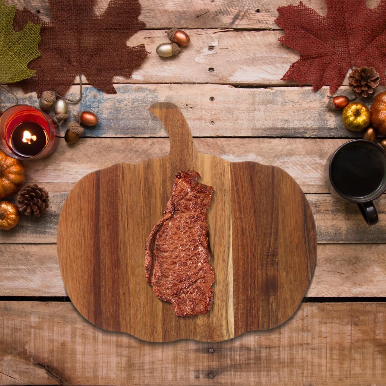 Homoyoyo Pumpkin Shaped Acacia Wood Cutting Board with Handle, Decorative Charcuterie Serving Board for Cheese Fruit Snacks, Spring Kitchen Decor, Easter Brunch Party Platter