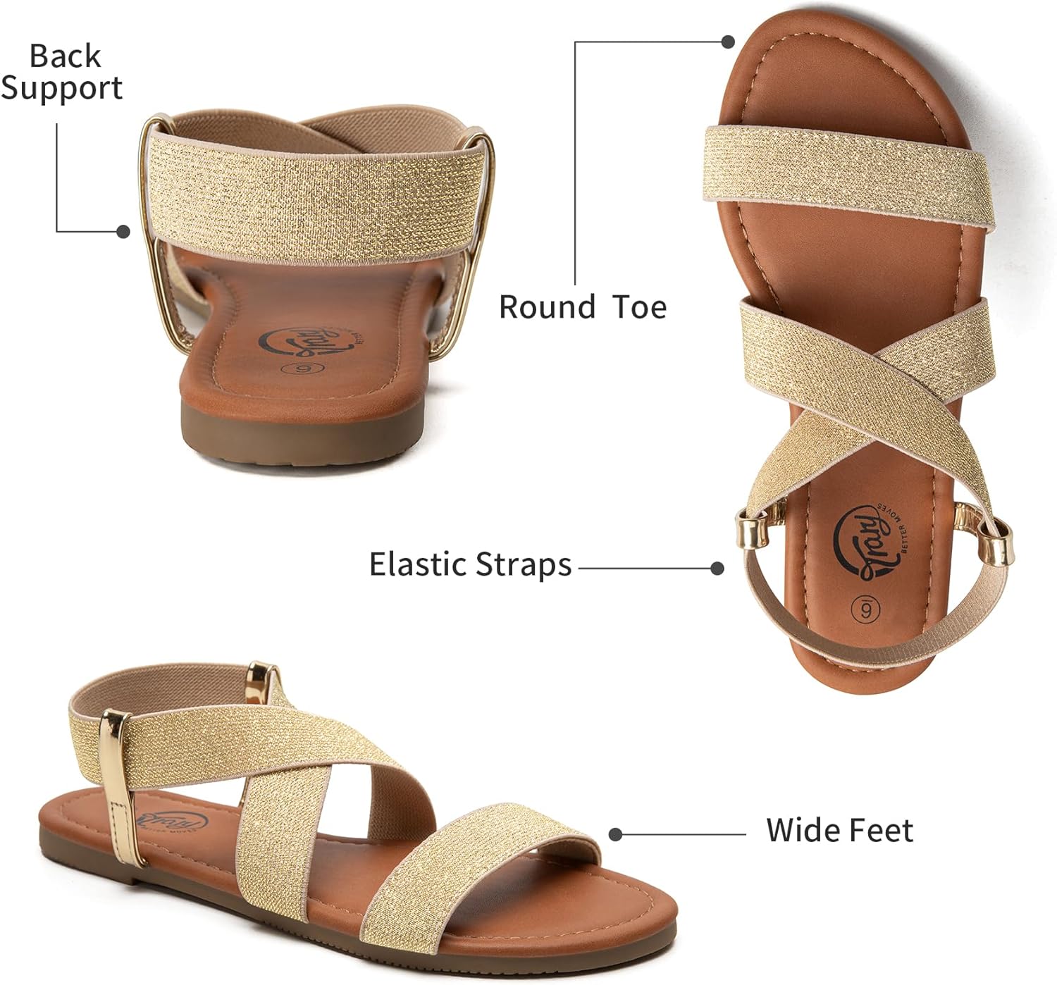 Trary Women's Dressy Summer Sandals, Elastic, Cute, Open Toe, Wide, Sandalias Para Mujer - Image 4