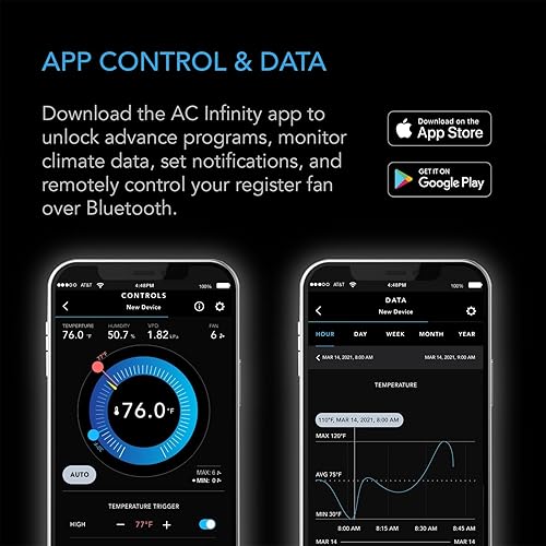 Miniatura 5 de AC Infinity AIRTAP T4 ventilador elevador silencioso con control de termostato Ventilación de aire acondicionado de refrigeración de calefacción Se