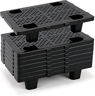 8 Pcs Raised Plastic Pallets with Breathable Grids for Basement Storage Restaurant Kitchen Supermarket,