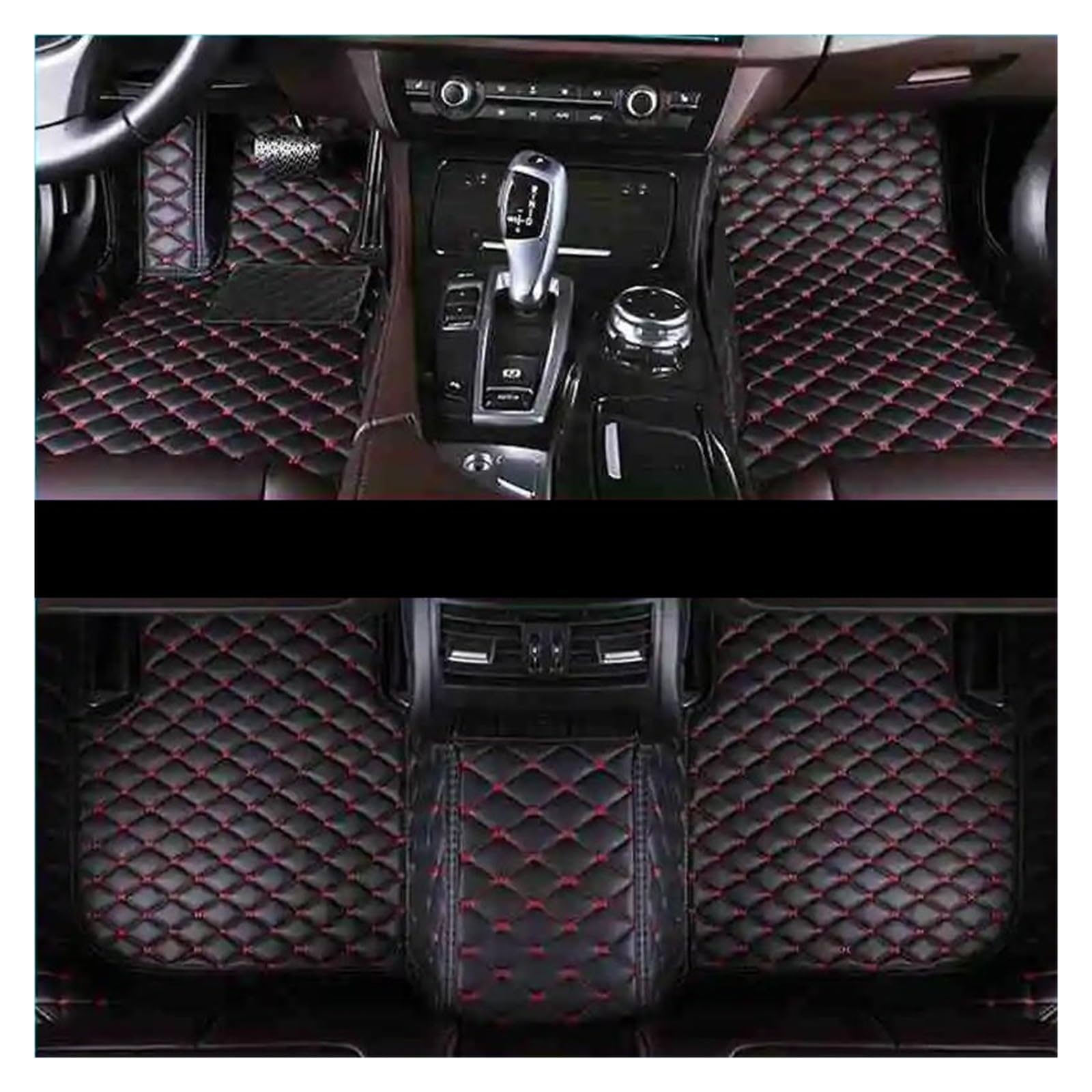 Tapis de sol VW Tayron 2019-2021 sur mesure antidérapant noir et rouge