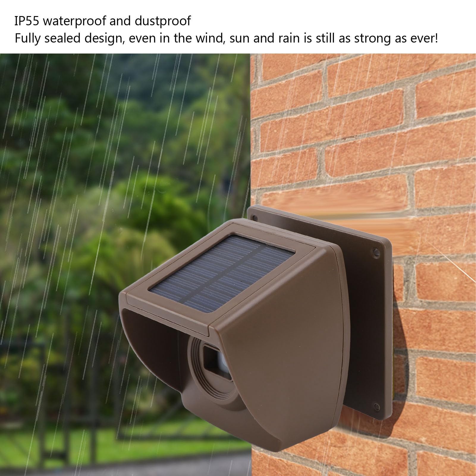 Alarma de la Entrada inalámbrica Solar alimentada con energía Solar de 800 m Detector de sensores de Movimiento de Exterior IP55 Clasificado para Seguridad para el hogar Material