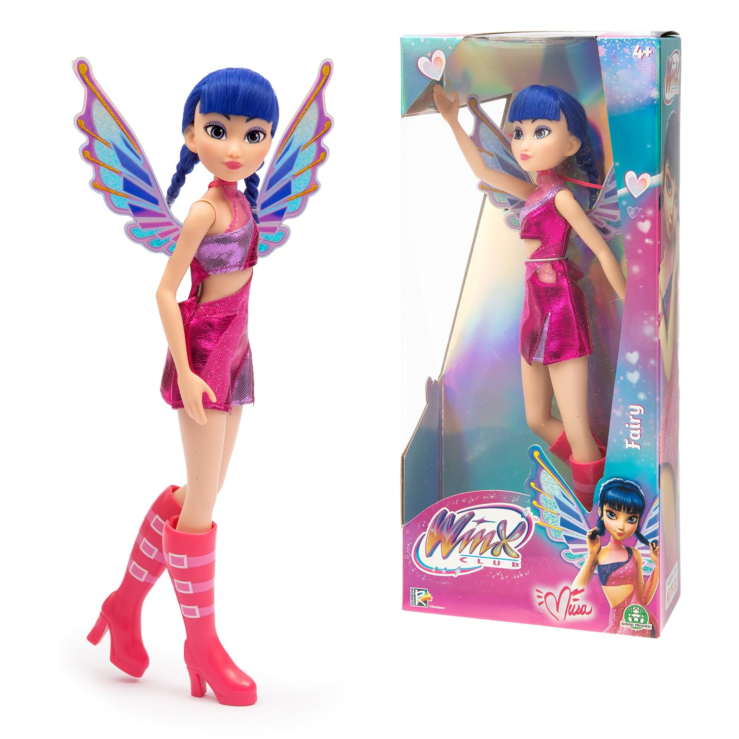 Winx Fairy Doll – Musa with Glitter Wings & Articulated Joints – Removable Fairy Accessories – Musical Transformation Look – Official Winx Club Toy for Girls – Ages 4+