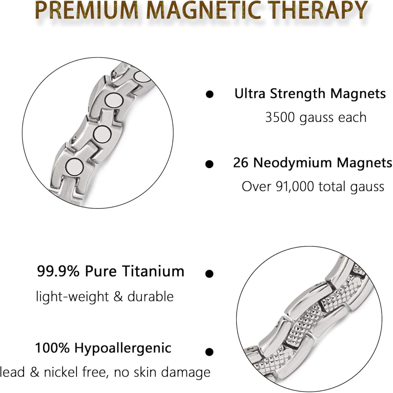 MagVIVACE Pure Titanium Anklet for Women Men for Arthritis and Joints, Natural Magnetic Therapy Ankle Bracelet for Pain Relief, 3500 Gauss Magnet, with Removable Link (Women's Anklet, Silver) : Health & Household