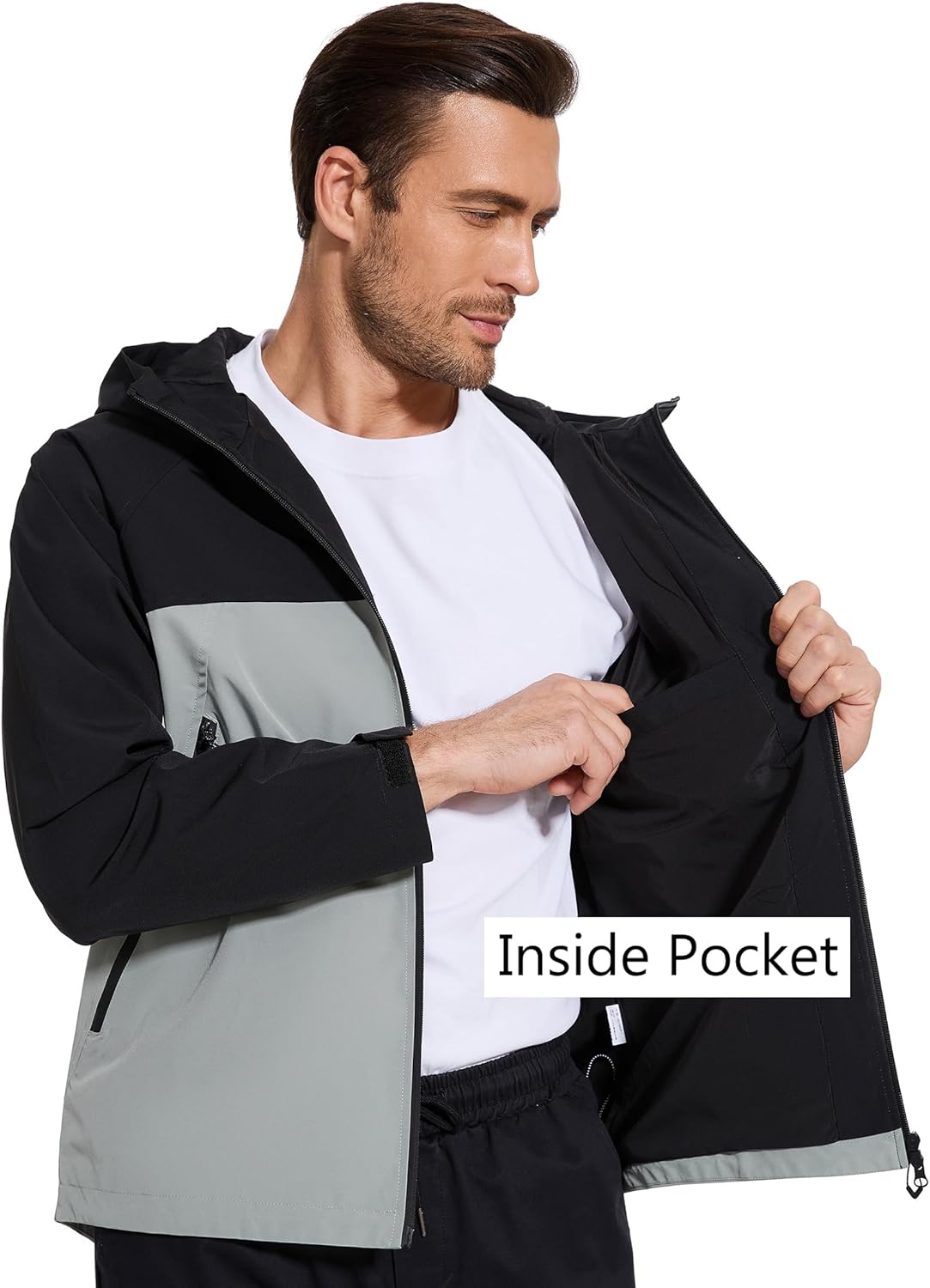 romansong Mens Rain Jackets with Hood Unisex Waterproof Shell Jacket Lightweight Raincoat for Cycling Golf Hiking Outdoors