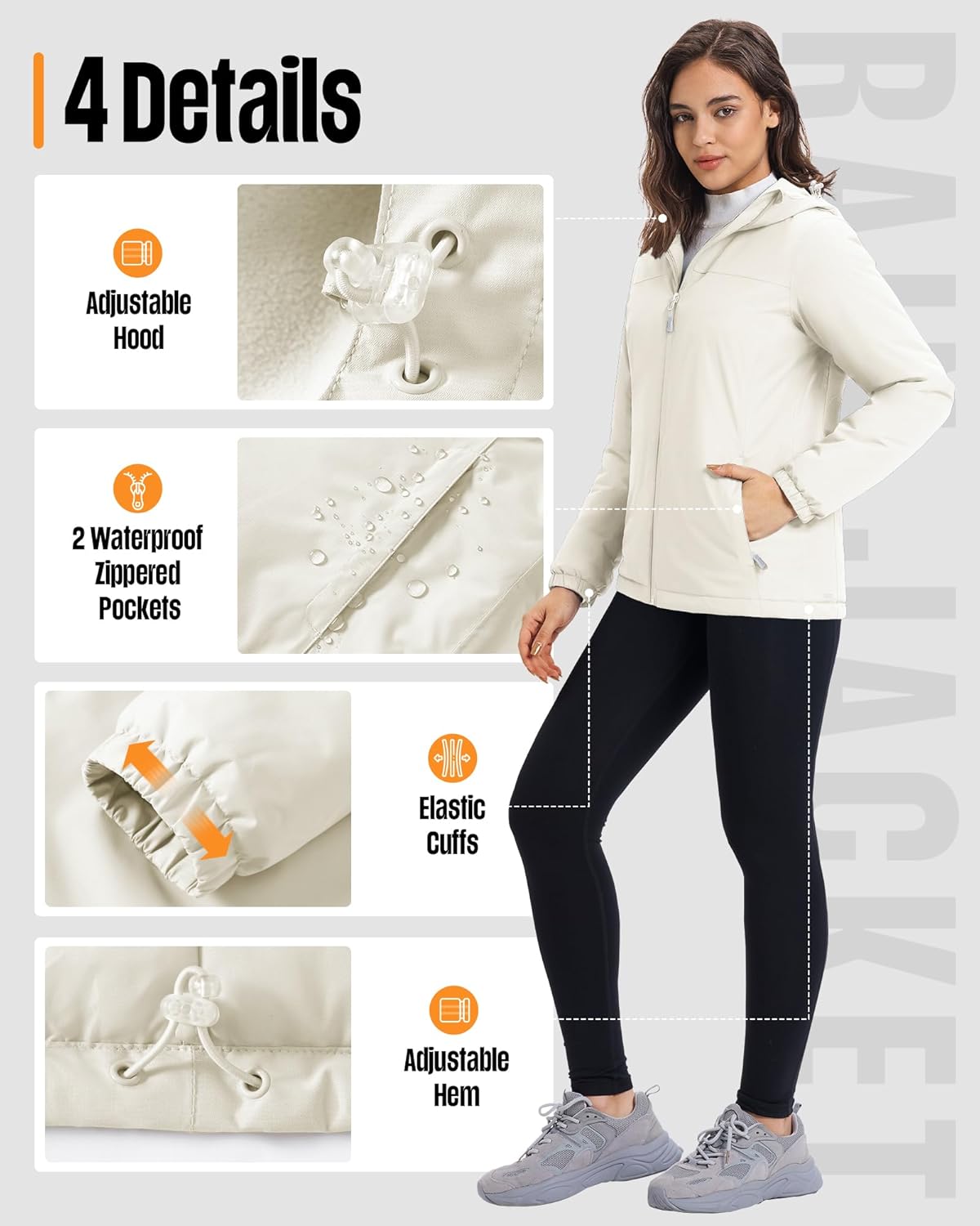 33,000ft Women's Fleece Lined Rain Jackets Waterproof Lightweight Warm Raincoats for Hiking Travel Skiing Windbreaker - Image 2