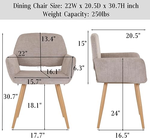 Miniatura 2 de Dolonm Silla moderna para sala de estar, comedor, silla auxiliar tapizada de tela de mediados de siglo con patas de metal dorado, sillón para club