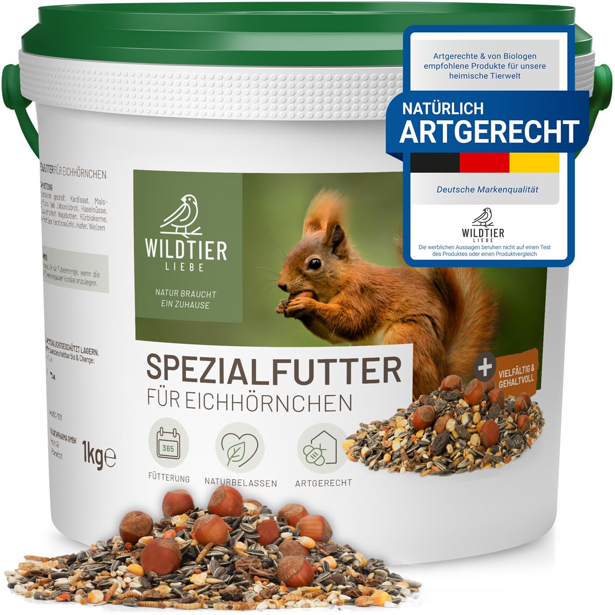wildtier liebe Odpowiednia karma dla wiewiórek 1 kg dla wiewiórek i wiewiórek pasmowych I karma całoroczna wraz z ekstra deserem wiewiórki 50 g I karma wiewiórki, wiewiórki