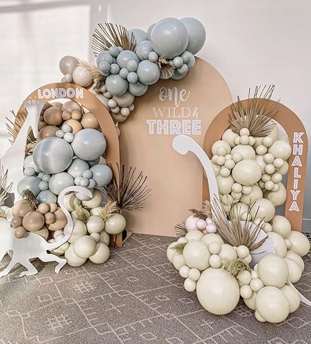 Miniatura 8 de Globos de arena blanca de doble relleno, diferentes tamaños, 18 pulgadas, 12 pulgadas, 5 pulgadas, kit de guirnalda de globos color gris claro