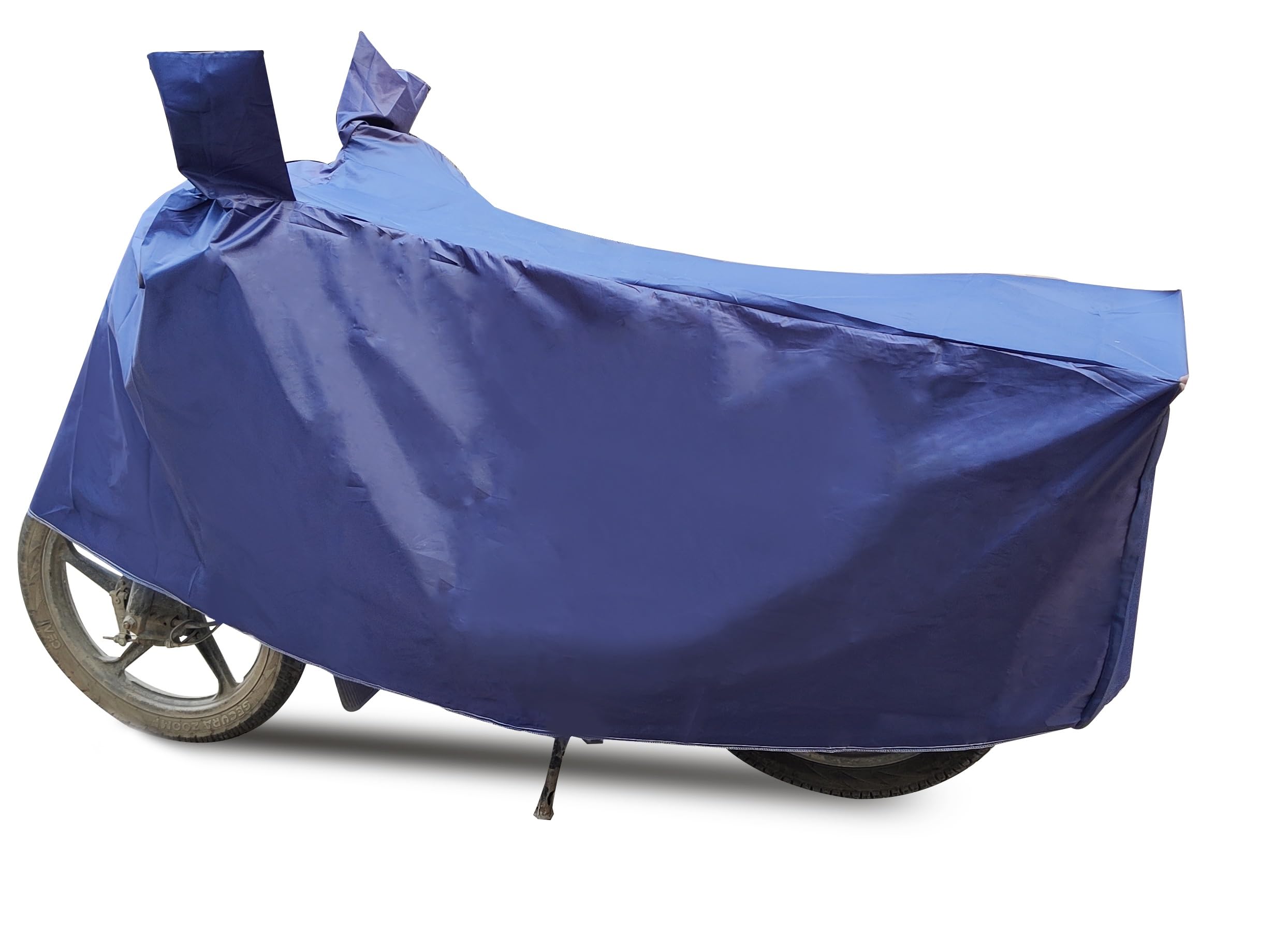 Auto Hub Bike Cover Compatible with RE Bullet 350 with Mirror Pocket, Dustproof, Heat Resistant, Triple Stitched, Bullet 350 Bike Cover- Plain Navy 1
