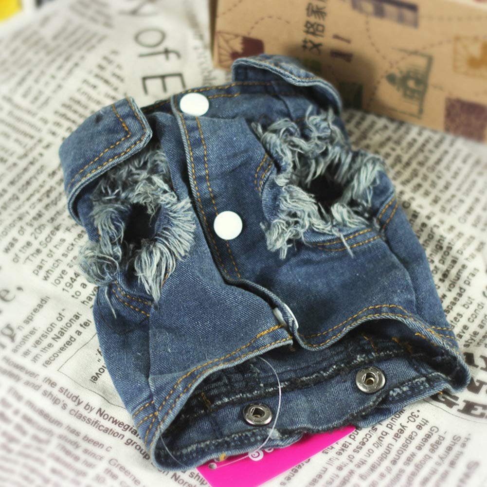 LPxdywlk Cachorro De Perro Vaquero Azul Jean Denim Chaleco Abrigo Chaqueta Ropa Trajes Artículos Para Mascotas Moda Ropa Fresca Azul XS